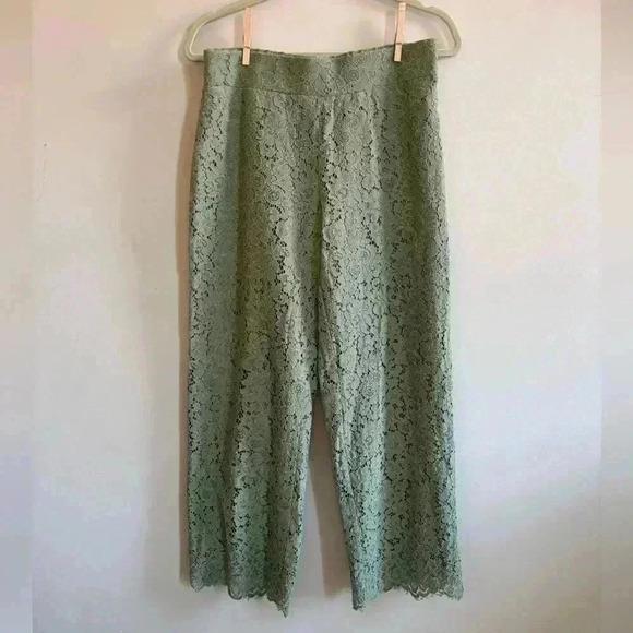 Issac Mizrahi Green Lace Easy Pants - Picture 1 of 5